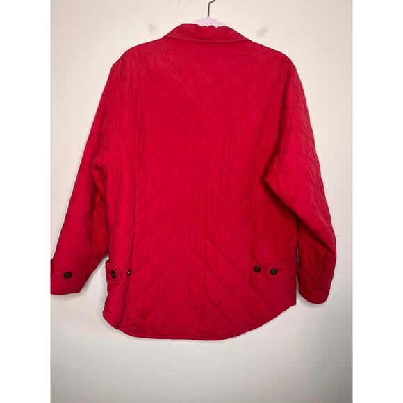 1990s LL Bean Red Paisley Quilted Barn Equestrian Old Money Chore Coat Jacket XL - Picture 7 of 10